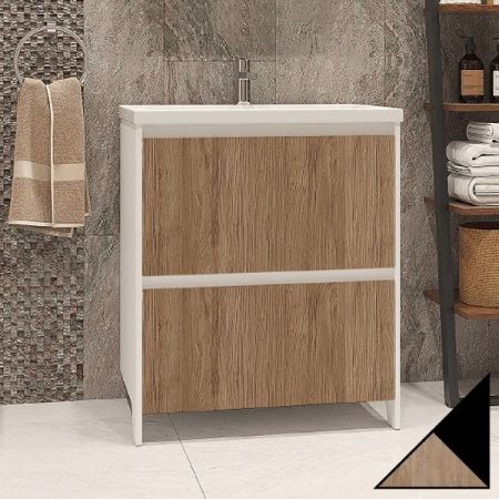 Тумба под раковину Velvex Klaufs 70 tnKLA.70.2Y-617.217 подвесная Черный+дерево, артикул tnKLA.70.2Y-617.217