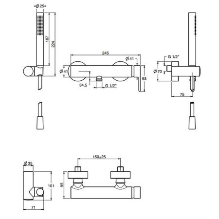 Fima Carlo Frattini Snap Смеситель для душа, настенный, с ручным душем, цвет: хром