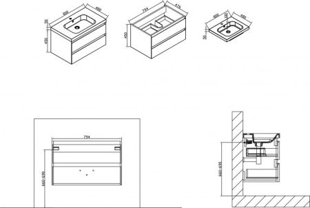 Тумба под раковину Vincea Luka VMC-1L800CT подвесная Cement, артикул VMC-1L800CT