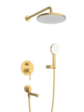 RELAX-VDSET-01 Душевой комплект встраиваемый с изливом (смеситель встраиваемый, верхний душ, ручной душ со шлангом, штуцер с держателем), хром, артикул RELAX-VDSET-01