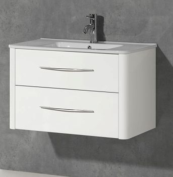 IBX ASUN, тумба под раковину 80 см, 2 ящика с ручками, цвет белый глянцевый лак