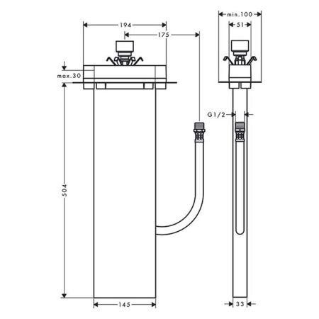 AX MyEdition Скрытая часть sBox для ванны, монтаж на борт ванны или плитку, артикул 15490180