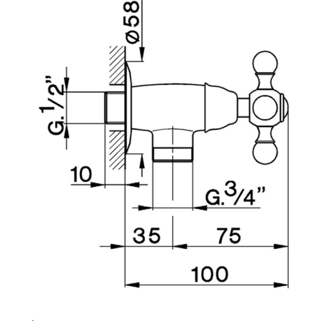 CISAL Arcana Вывод из стены с держателем для душевой лейки, цвет хром