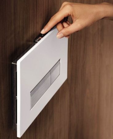 GEBERIT (*Sigma 40 New) Cмывная клавиша с системой удаления запаха,Стекло,белое / алюминий