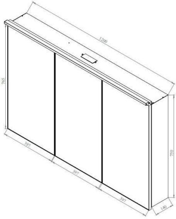 Зеркальный шкаф De Aqua Алюминиум 120 AL 507 120 G золото, артикул AL 507 120 G