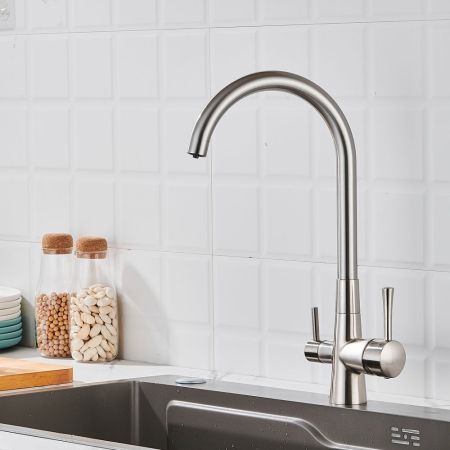 Смеситель для кухни с подключением фильтра Shevanik S428L, сатин, артикул S428L