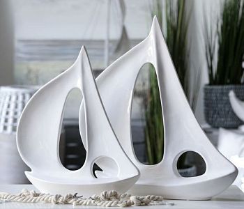 Casablanca, фигурка маленькая керамическая "Парусник, цвет белый