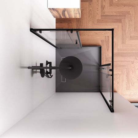 W87G-403-9090-BТ Sunny душ огражд квадратн, раздвижн двери 90x90 черный,стекло прозрачн