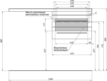 Тумба под раковину Aquanet Верона 60 белый (подвесная 2 ящика), артикул 00176667