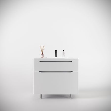 Тумба напольная "Марелла 90" (2 ящ.) Люкс антискрейтч белый матовый, PLUS