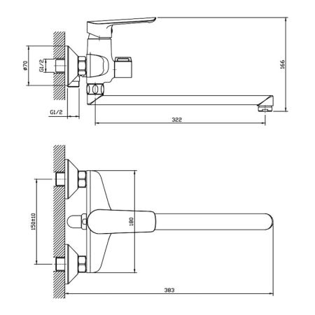 Смеситель для ванны ESKO LG31W, белый, артикул LG31W