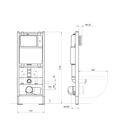 Инсталляция для подвесного унитаза Aquatek Standart 41 INS-0000011, 1130*410*120 мм, артикул INS-0000011