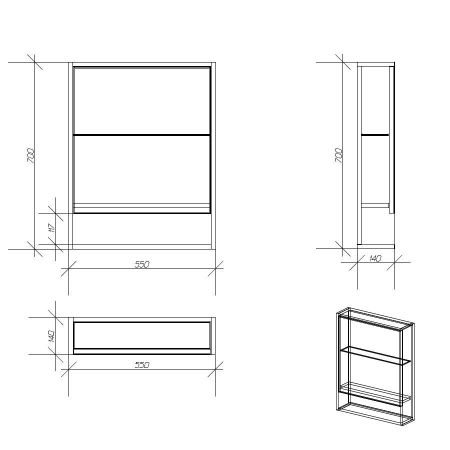 Зеркальный шкаф Eland 55, дуб сонома