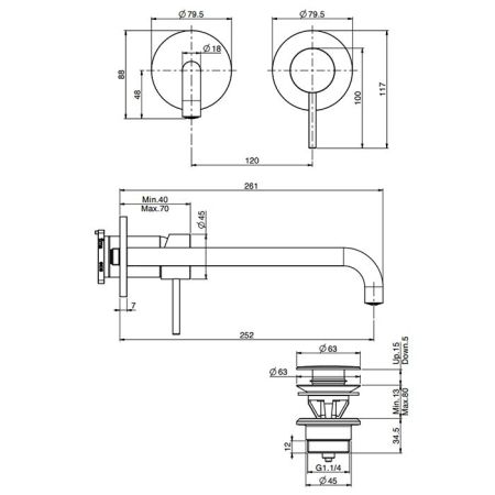 Fima Carlo Frattini Spillo Up Cмеситель для раковины, встраиваемый, излив: см., цвет: чёрный матовый, артикул F3051WZX9NS