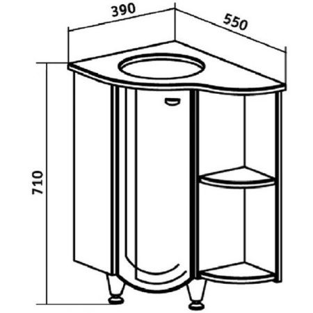 Тумба под раковину Runo Бис 55 R 4620750023324 угловая Белая