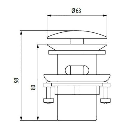 Bossini Inox Автоматический донный клапан из нержавеющей стали  1"1/4, цвет: глянцевая сталь