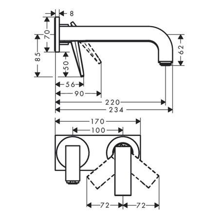 AX Citterio Смеситель для раковинынастенный,пан,тек, цвет шлифованный никель, артикул 39171820