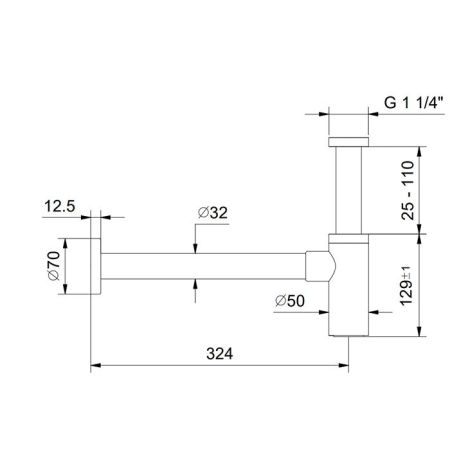 Fantini AF/21и Сифон бутылочный 1'' 1/4 для раковины, черный матовый, артикул 91 13 9234