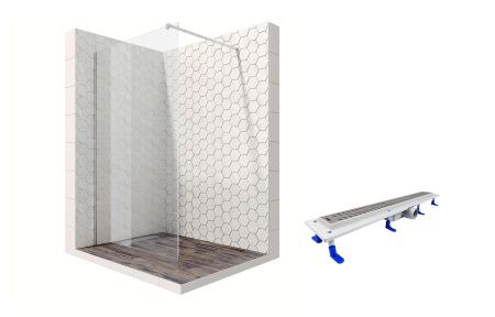 Душевая перегородка Ambassador Walk-in 15031101-ST14, свободный вход, линейный трап, 90см Душевая перегородка Ambassador Walk-in 15031101-ST14, свободный вход, линейный трап, 90см