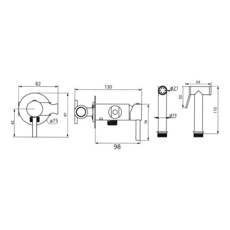 Гигиенический душ со смесителем Maretti Eleganza ENB30RV65, черный, артикул ENB30RV65