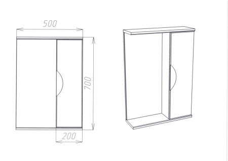 Зеркальный Шкаф VIANT  "Барселона" 50 без света 160х500х700 (VBAR50-ZSH), артикул VBAR50-ZSH