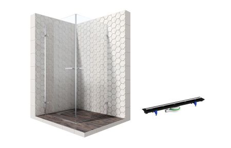 Душевой уголок Ambassador Abner 10011106-PR3, квадратный, линейный трап, 100х100, артикул 10011106-PR3