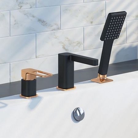Смеситель на борт ванны Iddis Slide SLIBG30i07 Черный Розовое золото, артикул SLIBG30i07