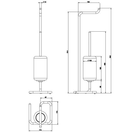 Gessi Goccia Стойка с держателем для туалетной бумаги и ершиком, напольная, цвет: черный/белый