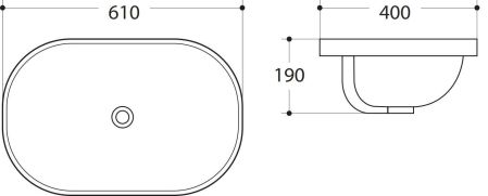 Раковина керамическая полувстраиваемая AM-5006-C, цвет белый, 610х400х190, артикул AM-5006-C