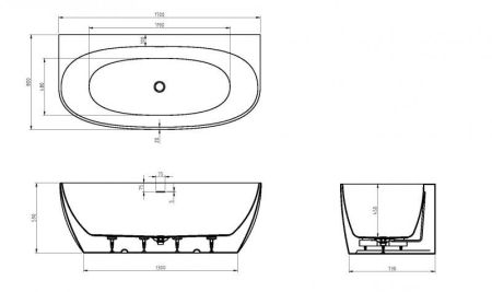 Акриловая ванна CEZARES CZR-STYLUS-WALL-170-80-59, артикул CZR-STYLUS-WALL-170-80-59