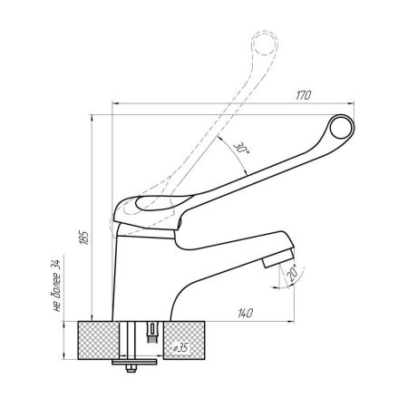 Смеситель с хирургической ручкой Сантаком stOMEGA 1079, хром