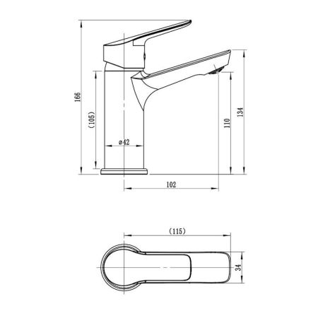 Смеситель для раковины Voda RE26M, хром