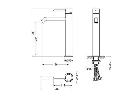 Смеситель для раковины 215, без донного клапана AQUATEK, матовый черный AQ1304MB ЕВРОПА, артикул AQ1304MB