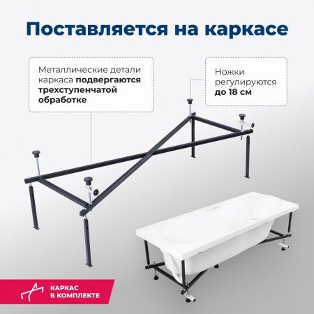 Акриловая ванна Aquanet Dali 170x70 (с каркасом), артикул 00239787