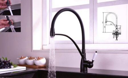 Смеситель для кухни Rose R153H, черный, артикул R153H