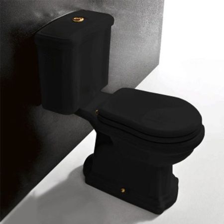 KERASAN Retro Унитаз моноблок слив в стену, цвет черный глянцевый