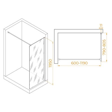 Душевая перегородка RGW WA-002 (Тонированное (Серое), 800), артикул 35100208-31