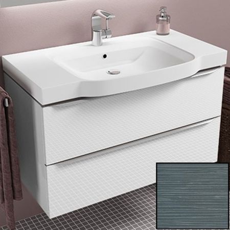 Тумба с раковиной SanVit Тандем 90 ktandem90 с фактурой под дерево подвесная Шелк Сталь, артикул ktandem90