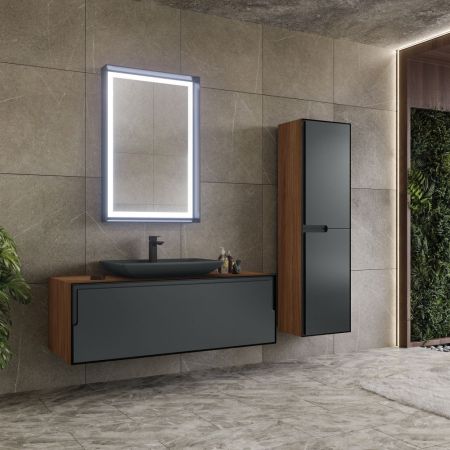 Зеркало ORKA Craft 60x90 c LED подсветкой, антрацит матовый, артикул 3000325