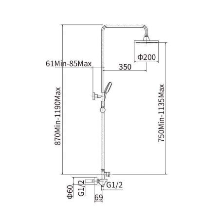 Душевая система FASHUN A2445, хром, артикул A2445