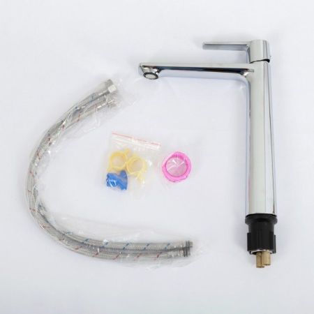 LUX-LC-01-W0 Смеситель для накладных раковин однорычажный, без донного клапана, хром, артикул LUX-LC-01-W0