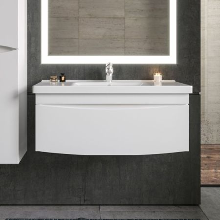 Тумба под раковину Бриклаер Вега 100 подвесная Белый глянец, артикул 4627125414022