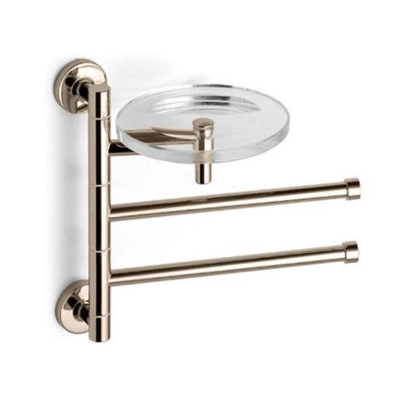 Bertocci Cinquecento Полотенцедержатель поворотный, двойной 23 см с мыльницей, цвет: nichel mat