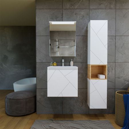 Тумба под раковину подвесная Бриклаер КРИСТАЛЛ белый, 50 см, артикул 4627125415937