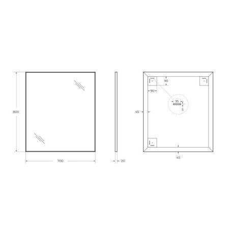 Зеркало в алюминиевой раме SPC-AL-500-800 Nero, 500x20x800, артикул SPC-AL-500-800 Nero