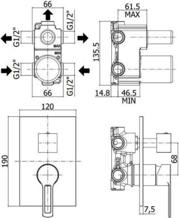 Смеситель для душа Paffoni Ringo RIN019CR/M (с внутренней частью) Смеситель для душа Paffoni Ringo RIN019CR/M (с внутренней частью)