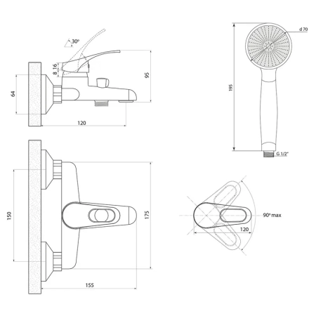 Смеситель для ванны Славен СЛ-ОД-Б30, хром