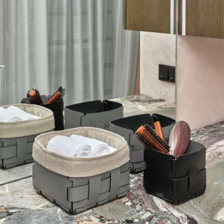 ADJ Корзинка Mini Bottega, 12x12xH13 см., цвет: черный/серый, артикул 1013.01/03