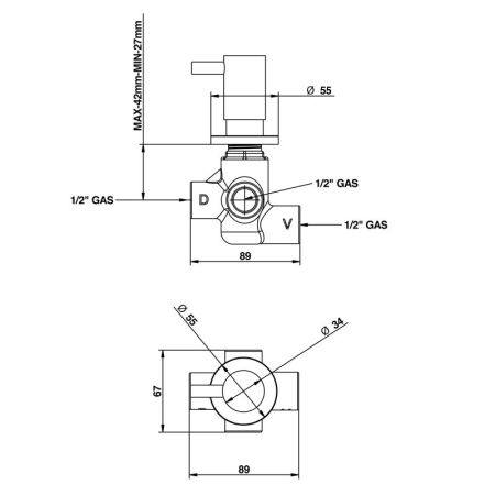 Bongio Aqua Встраиваемый кран с переключателем, цвет хром