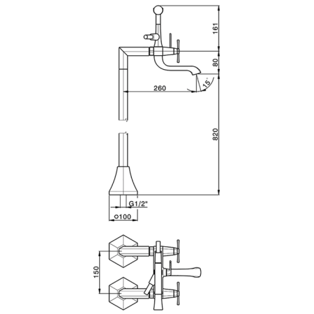 CISAL Cherie Напольный смеситель для ванны двухрычажный, с душевым комплектом, цвет розовое золото/черный